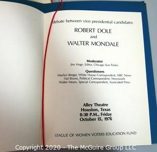 Two Programs from the 1976 Presidential & Vice Presidential Debates (Ford v Carter & Mondale v Dole) Sponsored by The League of Women Voters  -  Political, U.S. Presidential Memorabilia
Auction Description updated at 3:12 pm on 10/29/2020.