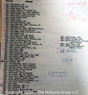 Working List of Those Seeking Press Credentials for 1964 World Series New York Yankees vs St Louis Cardinals. (Clifford Evans was in charge of assigning Press Credentials) Baseball Memorabilia 