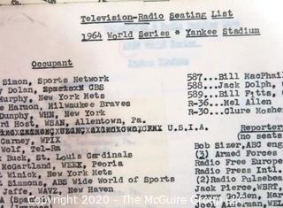 Working List of Those Seeking Press Credentials for 1964 World Series New York Yankees vs St Louis Cardinals. (Clifford Evans was in charge of assigning Press Credentials) Baseball Memorabilia 