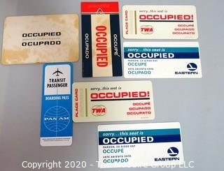 Collection of Vintage Airline Reserved Seating Signs. Aviation Ephemera.