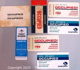 Collection of Vintage Airline Reserved Seating Signs. Aviation Ephemera.