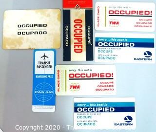 Collection of Vintage Airline Reserved Seating Signs. Aviation Ephemera.