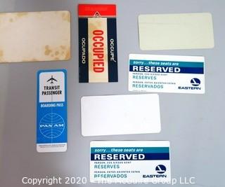 Collection of Vintage Airline Reserved Seating Signs. Aviation Ephemera.