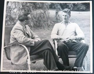 8 x 10" Black & White Original Photo of Broadcast Journalist Clifford Evans of "NBC's Today Show" Interviewing New York Yankee Pitcher Whitey Ford (?) 