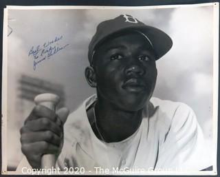 11 x 14" Signed Black & White Original Photo of Junior Gilliam of the Brooklyn Dodgers. Sports Baseball Autograph Memorabilia. 