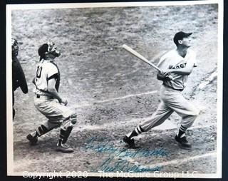 8 x 10" Signed Black & White Original Photo of Ted Williams of the Boston Red Sox, In-game Action.  Sports Baseball Autograph Memorabilia. 