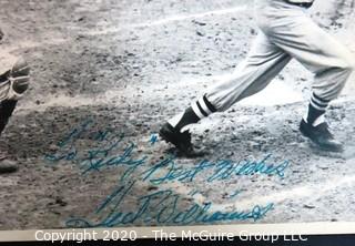 8 x 10" Signed Black & White Original Photo of Ted Williams of the Boston Red Sox, In-game Action.  Sports Baseball Autograph Memorabilia. 