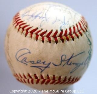 Updated (10/29) Signed 1962 Inaugural First Year New York Mets Team Ball, Spalding. List of 27 signatures provided from collection of Clifford Evans, print and broadcast journalist and sports editor of the TODAY show on NBC (period piece, excellent condition). Shows team name "Mets" in the "second sweet-spot"