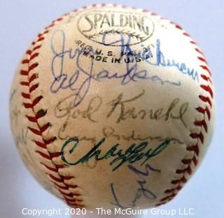 Updated (10/29) Signed 1962 Inaugural First Year New York Mets Team Ball, Spalding. List of 27 signatures provided from collection of Clifford Evans, print and broadcast journalist and sports editor of the TODAY show on NBC (period piece, excellent condition). Shows team name "Mets" in the "second sweet-spot"