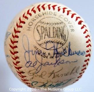 Updated (10/29) Signed 1962 Inaugural First Year New York Mets Team Ball, Spalding. List of 27 signatures provided from collection of Clifford Evans, print and broadcast journalist and sports editor of the TODAY show on NBC (period piece, excellent condition). Shows team name "Mets" in the "second sweet-spot"