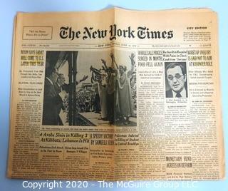 June 1974, President Nixon's Trip to Austria, Egypt, Saudi Arabia, Syria, Israel and Jordan: Includes Press Credentials of Clifford Evans, Events and Filed Pool Reports During the Trip. Political US Presidential Memorabilia 