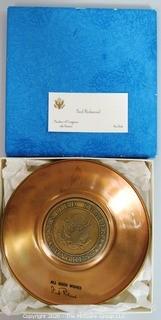 Brass or Copper Bowl with Insignia, Gift of Fred Richmond, Member of Congress, New York.  New in Box.  Political Congressional Memorabilia