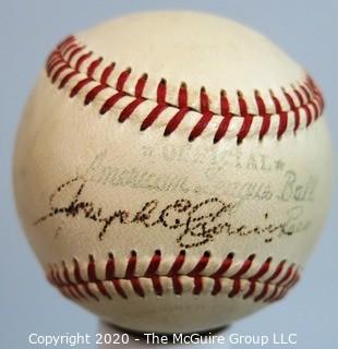 Official American League "Joseph E. Cronin" Ball: Signed.  Baseball Sports Memorabilia from collection of Clifford Evans (period piece, unauthenticated, excellent condition).