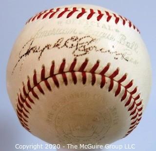 Official American League "Joseph E. Cronin" Ball: Signed.  Baseball Sports Memorabilia from collection of Clifford Evans (period piece, unauthenticated, excellent condition).