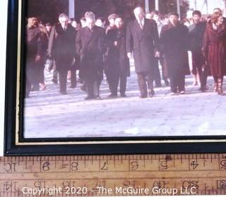 Black & White Framed Photo of President Gerald Ford in China; 1975. Measures approximately 10" x 16". US Presidential Political Memorabilia.