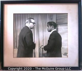 Black and White Framed Photo of Clifford Evans with Sammy Davis Jr. US Presidential Political Entertainment Memorabilia.