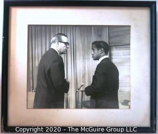 Black and White Framed Photo of Clifford Evans with Sammy Davis Jr. US Presidential Political Entertainment Memorabilia.