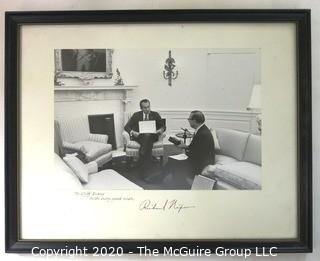 Framed Photo of Clifford Evans Meeting with President Richard Nixon , Signed. Measures approximately 19" x 15". US Presidential Memorabilia