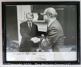 Framed Photo of Clifford Evans Greeting President Jimmy Carter.  US Presidential Political Memorabilia