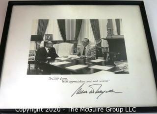 Signed Framed Photo of Clifford Evans and Nelson Rockefeller.  Measures 15" x 12".US Presidential Political Memorabilia