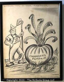 Framed Original Mockup of Later Printed Political Cartoon - Wittiker Chambers - Pumpkin Papers by Anne B Mergen for Cox News Chain, 1948. Measures approximately 12" x 15". Signed original art by the artist.(from the personal collection of Clifford Evans, journalist)