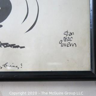 Framed Original Mockup of Later Printed Political Cartoon, "John Lewis" by Stan MacGovern for the NY Post, 1945. Measures approximately 12" x 15". Signed original art by the artist.(from the personal collection of Clifford Evans, journalist)