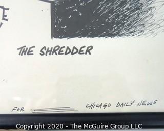 Framed Original Mockup of Later Printed Political Cartoon - Watergate by Pulitzer Prize winner John Fishetti for the Chicago Daily News, 1973. Signed by artist and dedicated to Clifford Evans. (from the personal collection of Clifford Evans, journalist)