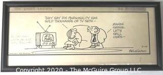 Framed Original Mockup of Later Printed Political Cartoon - The Small People signed by Morrie Brickman, The Washington Star, 1975. Measures approximately 10" x 9". (from the personal collection of Clifford Evans, journalist)