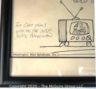 Framed Original Mockup of Later Printed Political Cartoon - The Small People signed by Morrie Brickman, The Washington Star, 1975. Measures approximately 10" x 9". (from the personal collection of Clifford Evans, journalist)