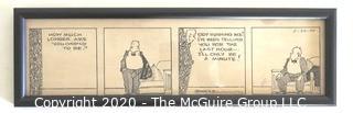 Framed Original Mockup of Later Printed Newspaper Cartoon - How Much Longer, 1950. Measures approximately 16" x 5". (from the personal collection of Clifford Evans, journalist)