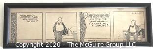 Framed Original Mockup of Later Printed Newspaper Cartoon - How Much Longer, 1950. Measures approximately 16" x 5". (from the personal collection of Clifford Evans, journalist)