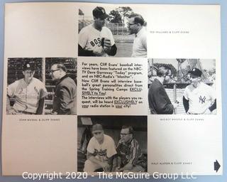 Order Form from Clifford Evans to radio stations nationwide offering his spring training interview tapes with the likes of Casey Stengel, Ted Williams, Micky Mantle, Walter Alston and Stan Musial