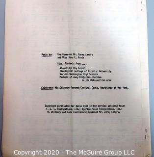 Song Book From School Choir Performance at Mass Given for Senator Robert F Kennedy Memorial At Arlington National Cemetery in 1969 (from the personal collection of Clifford Evans, journalist)