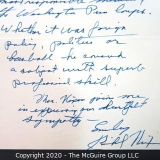 Nixon All Time Baseball All Star Team. 
In response to a WH press conference question from Clifford Evans, Nixon compiled and published his all-time baseball all-star team.  Includes Signed Correspondence from the President to Clifford Evans and Cassette Tape Recording of His Interview with the President. {Full story recounted in ESPN hyperlink below} 
Baseball and US Presidential Memorabilia 