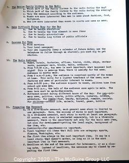 Clifford Evans, Broadcast Journalism Instructor Class Notes; Fordham University; 1950.  Journalism Memorabilia.