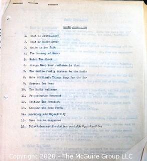 Clifford Evans, Broadcast Journalism Instructor Class Notes; Fordham University; 1950.  Journalism Memorabilia.