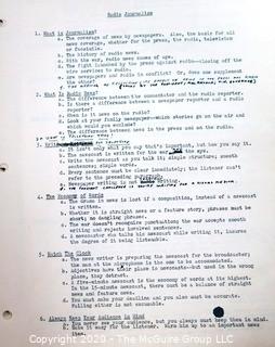 Clifford Evans, Broadcast Journalism Instructor Class Notes; Fordham University; 1950.  Journalism Memorabilia.