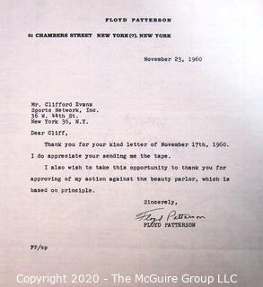 20 year correspondence between Floyd & Janet Patterson with Clifford Evans. Floyd was the two-time heavyweight boxing world champion, signed - Sports Memorabilia   