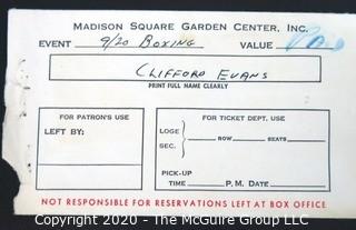 Tickets to Floyd Patterson vs Mohammed Ali Heavyweight Championship Fight, Madison Square Garden, Sept 20, 1972. Sports Boxing Memorabilia