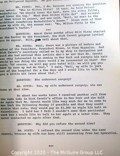 Manuscript for "The Barber to the President" as told by Milt Pitts"; late 1970's