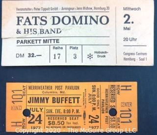 Group of Ticket & Concert Stubs.  Includes Fats Domino and Jimmy Buffet