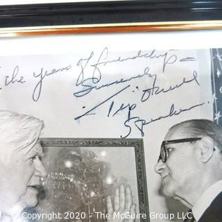 Framed Photo of Clifford Evans Tip O'Neill, Signed with Personal Message. Measures approximately 10" x 9".    Political Memorabilia