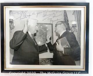 Framed Photo of Clifford Evans Tip O'Neill, Signed with Personal Message. Measures approximately 10" x 9".    Political Memorabilia