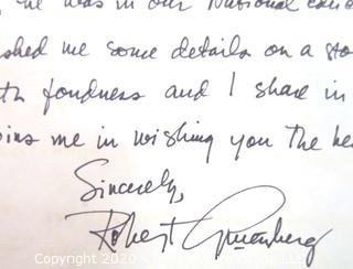 Robert Ginsberg (husband of Ruth Bader Ginsberg) hand written letter of condolence to Clifford Evans spouse, Ruth Evans, 1983.