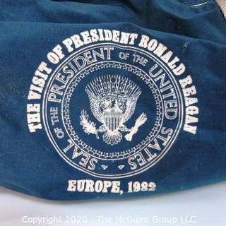 Large Blue Canvas Duffle Bag from European Visit of President Ronald Reagan, 1989.   US Presidential Political Memorabilia 