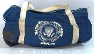 Large Blue Canvas Duffle Bag from European Visit of President Ronald Reagan, 1989.   US Presidential Political Memorabilia 