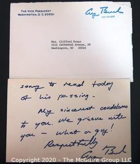 Hand Written & Signed Condolence Letter from President George H W Bush to Widow of Clifford Evans.  US Presidential Political Memorabilia