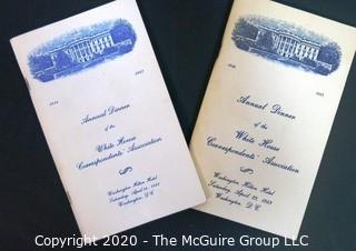 Memorabilia: U.S. Political: (2) Official Programs from White House Correspondents Dinners, 1982 & 1983, Washington DC