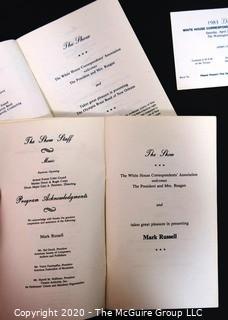 Memorabilia: U.S. Political: (2) Official Programs from White House Correspondents Dinners, 1982 & 1983, Washington DC