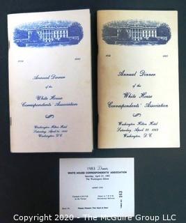 Memorabilia: U.S. Political: (2) Official Programs from White House Correspondents Dinners, 1982 & 1983, Washington DC